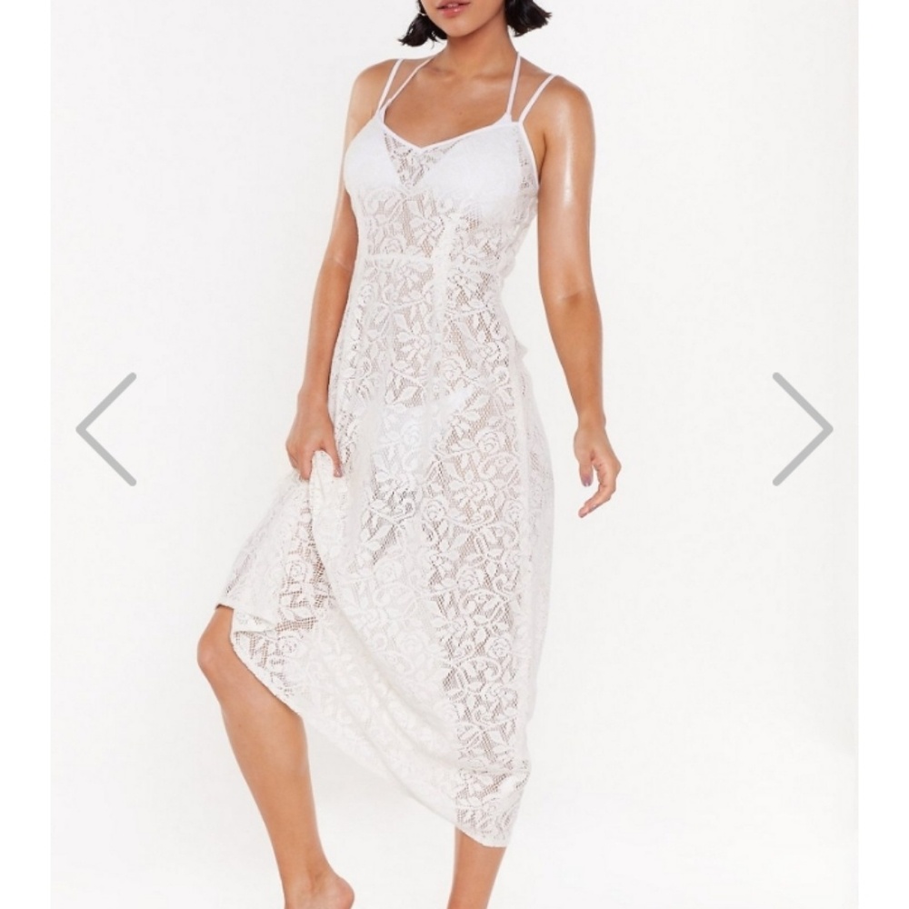 Nasty Gal White Lace Beach Coverup/ Lounge Wear